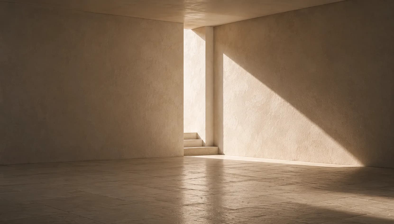 Espaço arquitetônico minimalista com luz natural entrando